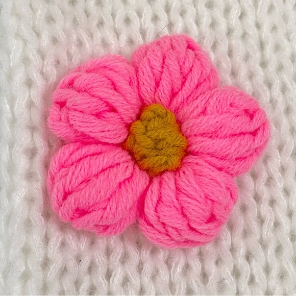 Anthropologie Maeve Susannah 3D Flower Cardigan Open Front Knit Sweater White OS - Picture 11 of 16